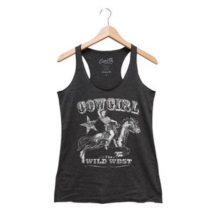 Cowgirl Tank Top, Women&#39;s Tank Top, Country Tank Top, Rodeo Tank Top, Triblend Racerback Tank Top, Hand Screen Print, Fashion Tank Top