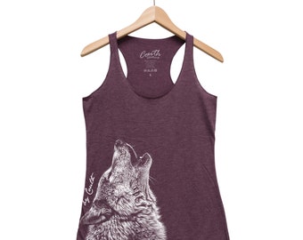 Wolf Tank Top, Women Tank Top, Animal Print, Cute Print, Black Tank Top, Wolves, Racerback, Wolf Shirt, Wolf Vest, Wolf Shirt, Screenprint