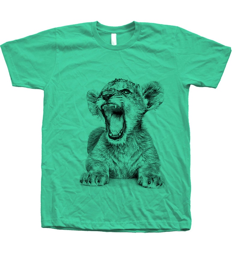 Mens Unisex Lion Cub Screen Print Tshirt on American Apparel Etsy