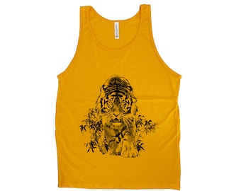Mens Tiger Tank Top - Screen Print Graphic Tank Top for Women - Nature Wildlife Shirt