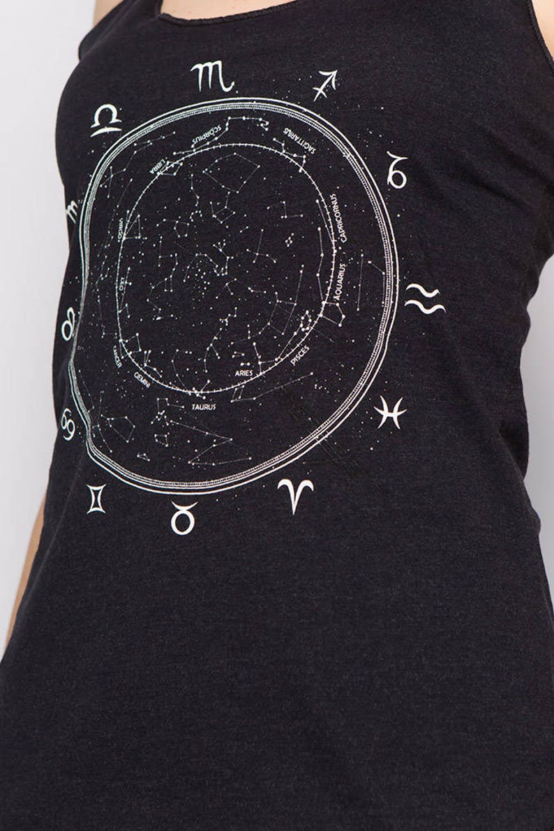 Constellation, Zodiac Tank Top, Women's Tank Top, Ladies Tank Top, Graphic Tee, Birth Sign Shirt, Zodiac Dial, Stars image 2