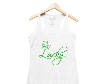 Tank Top for Women, St Patricks Day Shirt, Kiss Me I'm Irish, Lucky Shirt, Irish shirt, Four Leaf Clover, Shamrock Shirt, Irish shirt