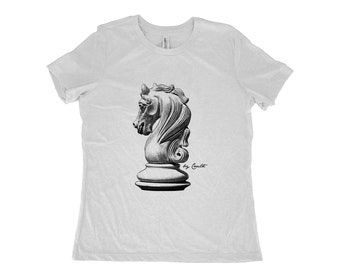 Chess Shirt, Womens Tshirt, Knight Shirt, Summer Shirt, Screenprint Shirt, Funny Shirt, Birthday Gift, Graphic Tee