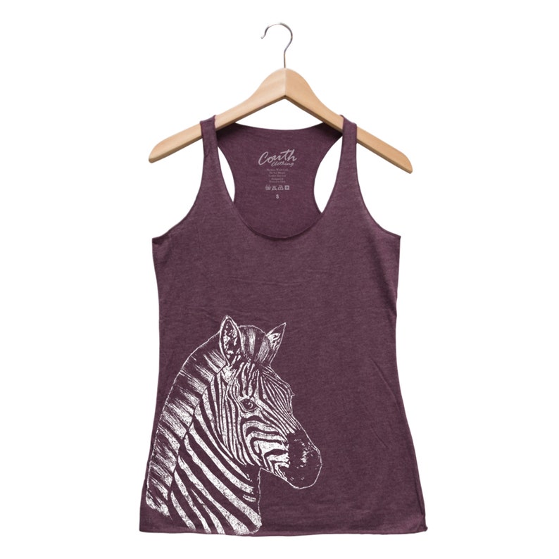 Zebra Tank Top, Women's Tank Top, Cute Animal Print, Triblend Racerback Tank Top, Hand Screen Print, Tank Top for Women, Women Fashion image 6