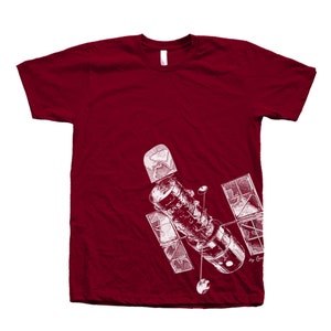 Hubble Telescope Tshirt for Men, Space Shirt for Women, Graphic T-shirt, NASA T Shirt, Gift for Dad, Gift for Teacher, Back to School Cranberry