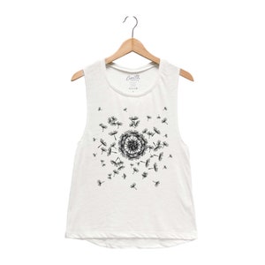 Flower Tank Top for Women Muscle Tee Floral Shirt Gift for Her Dandelion Shirt Summer Shirt Nature Tank Top Gift for Friend Birthday