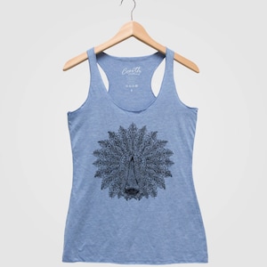 PEACOCK Women Tank Top Triblend Racerback Tank Top Hand Screen Print