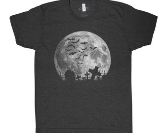 Moon Tshirt, Unisex Shirt, Halloween Tshirt, Mens Shirt, Halloween Gift, Full Moon Shirt, Halloween Costume, Gothic Shirt