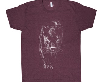 Panther Tshirt, Men Graphic Tee, Tri-Blend Short Sleeve, Men Shirt, Black Shirt, Animal Print Tee, Graphic Tee