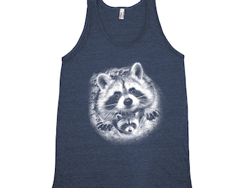 Raccoon Tank Top, Men's Tank Top, Unisex Tank Top, Yoga Tank Top, Black Tank Top, Animal Tank Top, Gift for Men, Animal Shirt, Bohemian