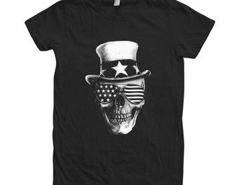 Skull Halloween Shirt, Womens Junior Shirt, Skeleton Tshirt, Skeleton Shirt, Spooky Skeleton Tshirt, Halloween Tshirt, Black Tshirt