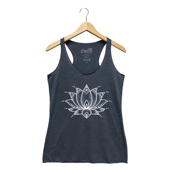 grey tank top with elephant and lotus flower grey tank top with elephant and lotus flower