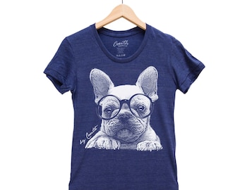French Bulldog Shirt, Women Junior T-shirt, Frenchie T-shirt, Dog T-shirt, Dog Mom, Tri-Blend Short Sleeve Tshirt, Cute Frenchie Graphic Tee