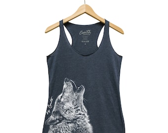 Débardeur loup pour femme, t-shirt graphique, loup hurlant, débardeur loups, débardeur à imprimé animal, débardeur mode, débardeur pour fille, cadeau pour femme