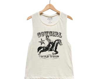 Cowgirl Tank Top for Women Shirt for Concert Gift for Women Western Shirt Graphic Tee for Country Girl Racerback Tank Top Rodeo Shirt