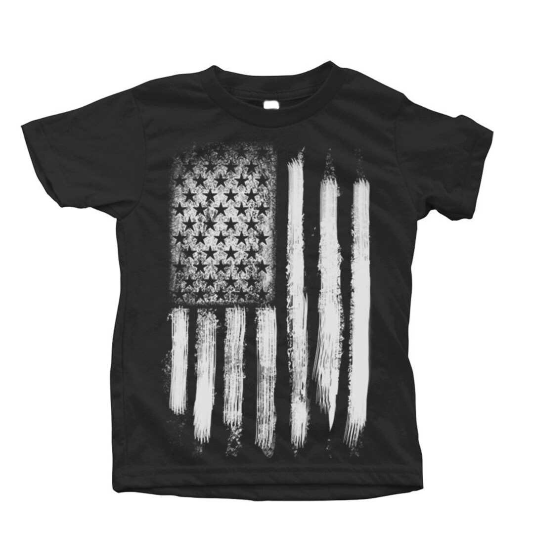 American Flag Kids Tshirt Custom Hand Screen Printed Crew Neck - Etsy
