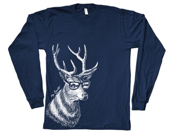 Deer tshirt, Long Sleeve Tshirt, Animal Tshirt, Gift for Dad, Gift for Him, Funny Shirt, Graphic Tee, Birthday Gift, Christmas Gift