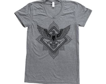 Bird Shirt, Women's T-shirt, Paisley Tshirt, Firebird T-shirt, Scoop Neck T-shirt, Screen Print, Short Sleeve Tshirt, Graphic Tee