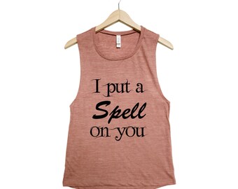 Halloween Tank Top Screenprint Muscle Tee Halloween Gift Graphic Tee for Women Gothic Horror Shirt Halloween Costume for Girl
