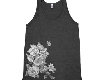 Flower Shirt, Nature Shirt, Mens Tank Top, Summer Shirt, Camping Shirt, Black Tank Top, Graphic Tee, Womens Tank