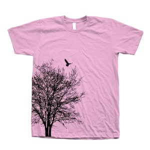 Tree Shirt, Nature Shirt, Tree Tshirt, Nature Shirt, Summer Shirt, Camping Shirt, Bird Shirt, Black Tshirt, Graphic Tee, Bird Shirt Pink