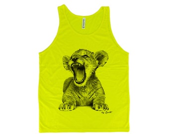 Men Tank Top, Lion Cub Tank Top, Shirt with Lion, Unisex Tank Top, Animal Tee, Graphics, Screen Printe, Cute Animal Print Shirt, Cub Shirt