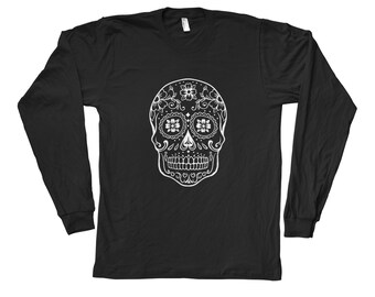 Halloween Long Sleeve Shirt, Sugar Skull Long Sleeve, Gothic Tshirt, Halloween Gift, Horror Shirt, Ghost Shirt, Scary Shirt, Boo Shirt