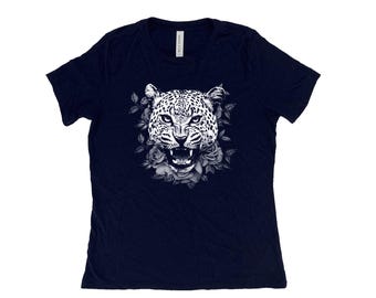 Leopard Shirt, Womens Tshirt, Summer Shirt, Screenprint Shirt, Animal Shirt, Birthday Gift, Graphic Tee