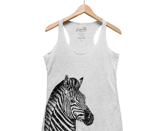 Zebra Tank Top, Women's Tank Top, Cute Animal Print, Animal Tank Top, Gift for Women, Triblend Shirt, Racerback Tank Top, Screen Print