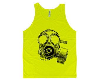 Mens Tank Top, Unisex Tank Top, Gas Mas Shirt, Military Shirt, Vintage Gas Mask Shirt, Steampunk Shirt, Black Tank Top, Graphic Tee