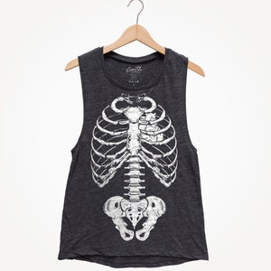 Skeleton Halloween Shirt, Muscle Tank Top, Women Tank Top, Halloween Costume Shirt, Black Tank Top, Gothic, Funny Shirt, Halloween Tank image 1