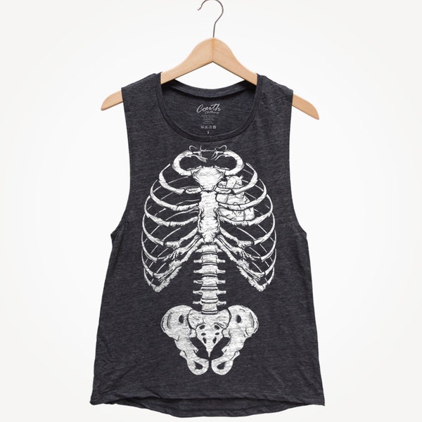 Skeleton Halloween Shirt, Muscle Tank Top, Women Tank Top, Halloween Costume Shirt, Black Tank Top, Gothic, Funny Shirt, Halloween Tank