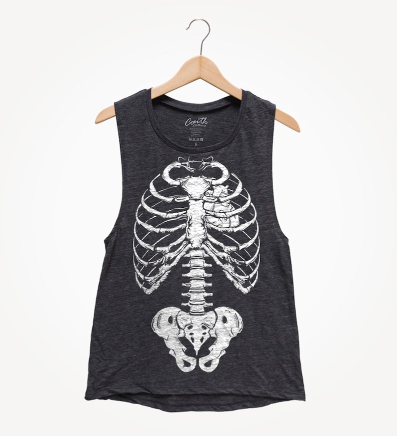 Halloween Costume Shirt Gothic Black Tank Top Skeleton Halloween Shirt Women Tank Top Muscle Tank Top
