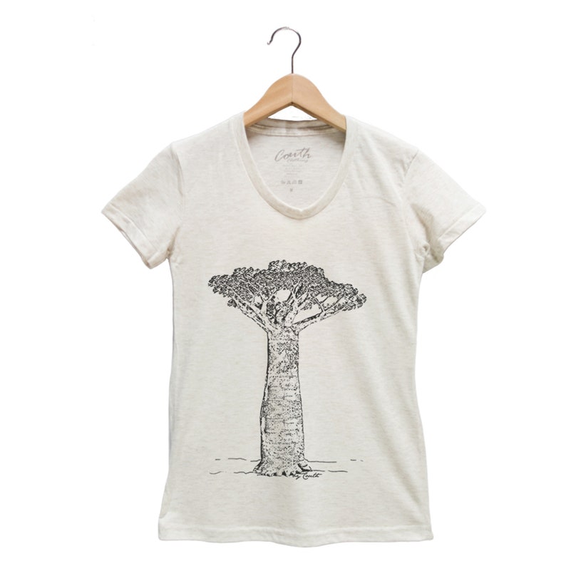 Women Junior Tshirt, Baobab Tree Shirt, Gift for Women, Shirt for Women, Tree T-shirt, Nature Shirt, Graphic Tee, Shirt with Tree Oatmeal