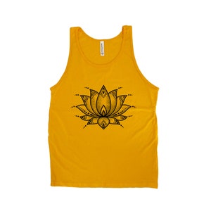 Lotus Yoga Tank Top, Mens Tank Top, Graphic Unisex Womens Tank Top, Flower Graphic Tee, Workout Gym Fitness Tank Top, Cute Summer Shirt
