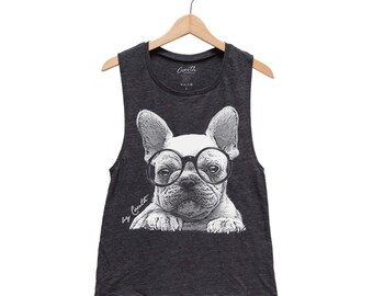 French Bulldog Tank Top, Women's Flowy Scoop Muscle Tank, Dog Shirt, Frenchie Tank Top, Dog Tank Top, Dog Mom, Dog Lover, Funny Shirt