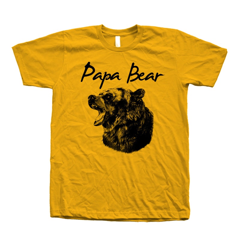 Papa Bear Tshirt for Men Gift for Dad Graphic Tee Gift for Men Shirt Animal T-shirt Gift for Granpa Gold