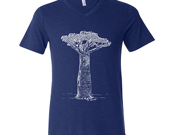 Men T-shirt, Tree Tshirt, Baobab Tree, Tree Shirt, Nature Tshirt, Inspirational, V-neck Tshirt, Outdoor Shirt, Birthday Gift, Camping Shirt