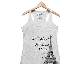 Eiffel Tower Tank Top, Women's Tank Top, Fashion Tank Top, France, Paris Shirt, Graphic Tee, Hand Screen Print, Gift for Women, Wife Gift