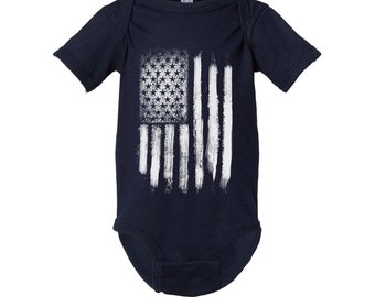 American Flag One Piece, Baby Shirt, Screen Print, Baby Boy, Baby Girl, Baby Shower, Graphic Tee, Children Shirt