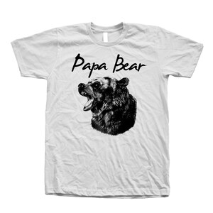 Papa Bear Tshirt for Men Gift for Dad Graphic Tee Gift for Men Shirt Animal T-shirt Gift for Granpa White