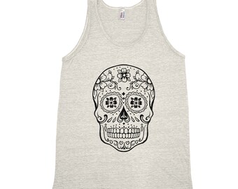 Sugar Skull Tank Top, Unisex Tank Top, Halloween Tank Top, Men's Tank Top, Graphic Tee, Triblend Shirt, Halloween Costume, Gothic Tank Top