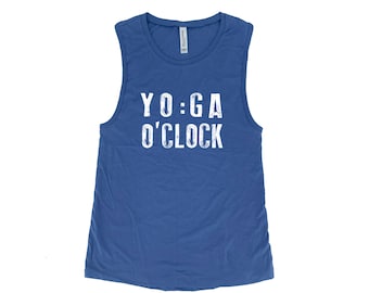 Womens Yoga Muscle Tee, Graphic Muscle Tank for Gym, Graphic Cotton Yoga Top