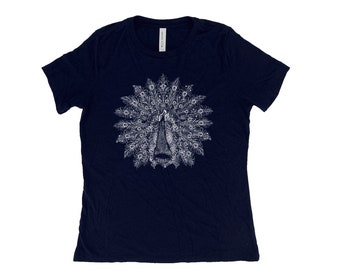 Peacock Shirt, Womens Tshirt, Bird Shirt, Summer Shirt, Screenprint Shirt, Animal Shirt, Birthday Gift, Graphic Tee