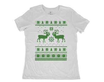 Christmas Shirt, Womens Tshirt, Ugly Sweater Shirt, Funny Shirt, Screenprint Shirt, Christmas Gift, Graphic Tee