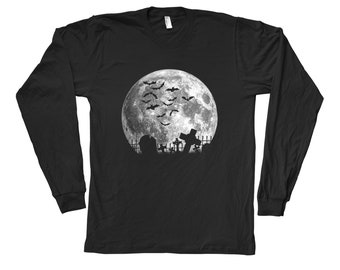 Halloween Long Sleeve Shirt, Moon Long Sleeve, Gothic TShirt, Halloween Gift, Horror Shirt, Ghost Shirt, Scary Shirt, Boo Shirt, Full Moon