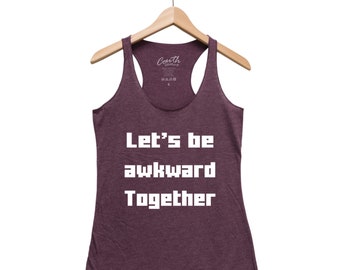 Funny Womens Graphic Tank Top, Awkward Anti Social Shirt for Girl, Inrtovert Sassy Shirt, Racerback Triblend Tank Top