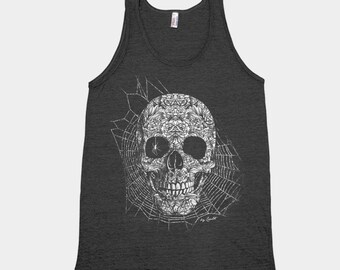 Skull Tank Top, Unisex Tank Top, Halloween Tank Top, Men's Tank Top, Graphic Tee, Triblend Shirt, Halloween Costume, Gothic Tank Top