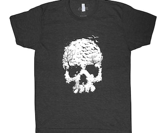 Halloween Shirt for Men Skull T shirt Gothic T-shirt Gift for Friend Spooky Skeleton Tshirt Fall Shirt for Women Halloween Tshirt