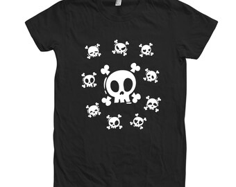Skull Halloween Shirt, Womens Junior Shirt, Skeleton Tshirt, Skeleton Shirt, Spooky Skeleton Tshirt, Halloween Tshirt, Black Tshirt